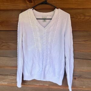 IZOD GOLF 100% Cotton White Chunky Cable Knit V-Neck Sweater Women’s Medium